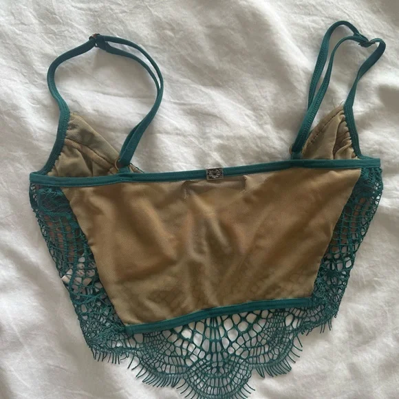 For love and lemon Delicate Lace Bralette in Soft Pink and Hunter Green XS SET - Picture 6 of 6